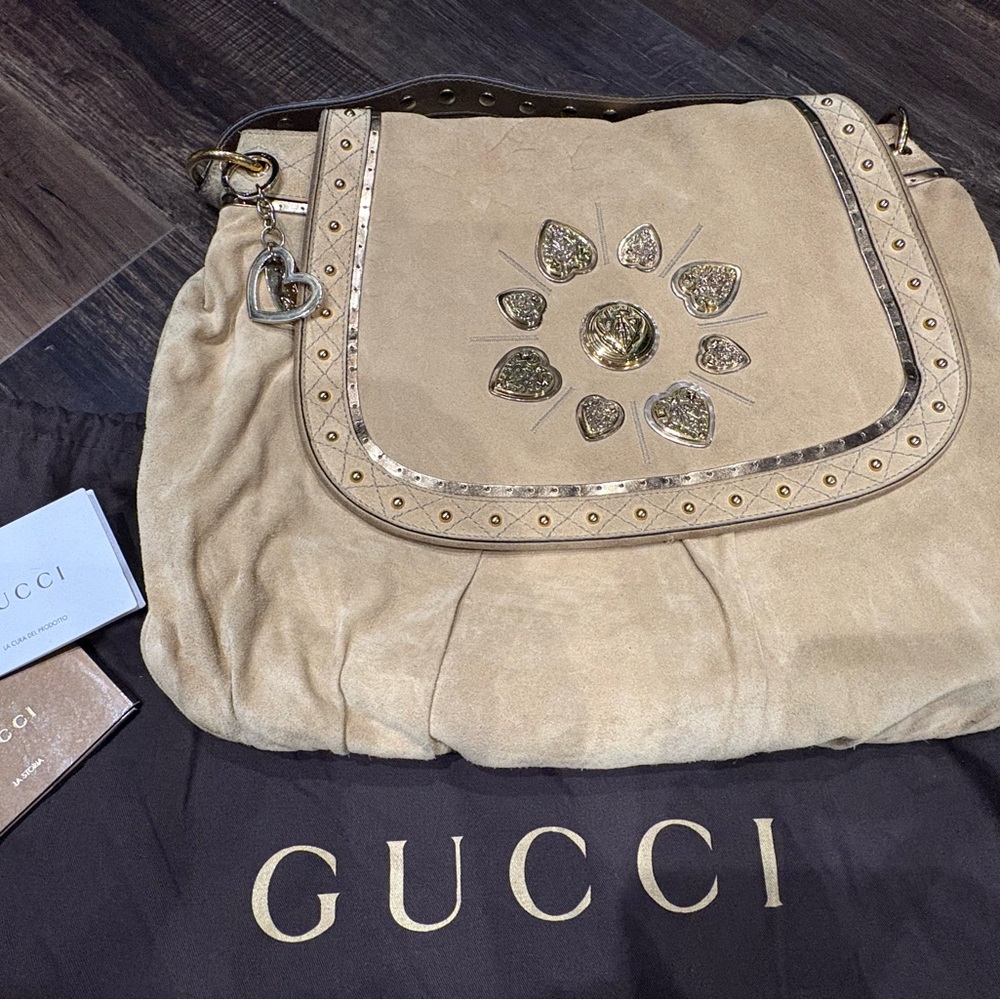 Gucci Beige Suede Shoulder Bag